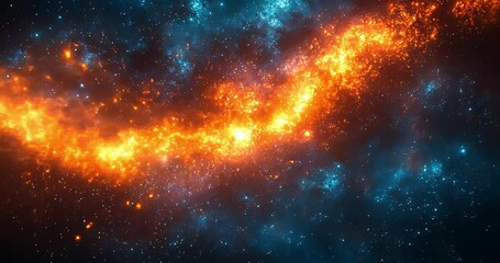Wall Mural - Abstract space nebula with fiery cosmic streaks