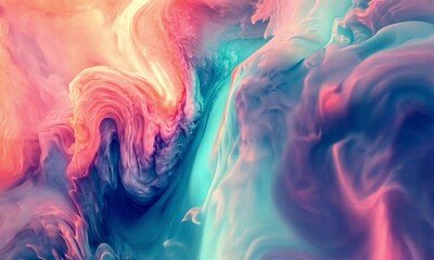 Wall Mural - stunning 4k video of neon lights shining in thick smoke with smooth color transitions
