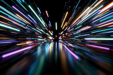 Poster - A cosmic background featuring blue and purple neon glow colors, symbolizing the speed of light in a galaxy with an explosion, suitable for events like parties or carnivals