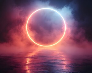 Poster - Glowing Radial Neon Gradient Background for Modern Product Displays