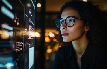 Poster - The integration of IoT websites, cloud computing, and digital transformation is on full display as a woman in the office works to drive innovation and push the boundaries of industry