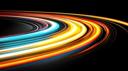 Poster - A futuristic wallpaper featuring a 3D render with an abstract neon background, complete with colorful glowing lines, symbolizing digital data transfer