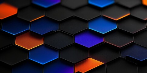 Poster - A hexagonal pattern with a glowing light effect, created using stock in an abstract background setting