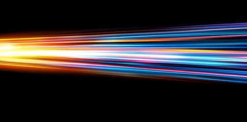 Poster - The background features an abstract design illuminated by fiber optics lights, showcasing blue and orange hues