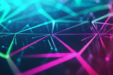 Poster - Highly detailed desktop background featuring neon polygons in a 3:2 aspect ratio