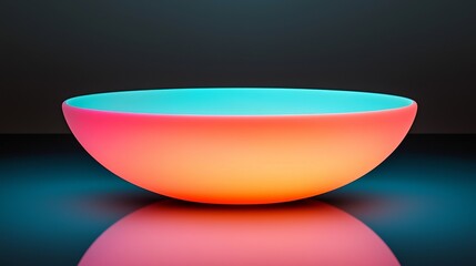Poster - A futuristic wallpaper with a minimalist aesthetic, this image combines a 3D render, an abstract black background, and a blank neon frame, all centered around a glowing pink blue shape