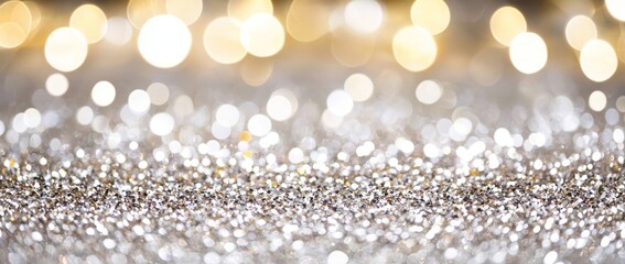 Poster - A de-focused background with abstract silver and gold glitter is prominently displayed