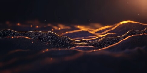 Poster - A 3D rendering of an abstract circuit featuring a polygonal pattern set against a dark background, complete with a mock-up placeholder, symbolizing AI and hardware concepts