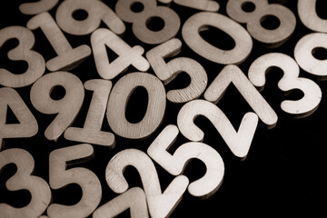 Poster - Background of numbers. from zero to nine. Numbers texture. Finance data concept. Mathematic. Seamless pattern with numbers. financial crisis concept. Business success.