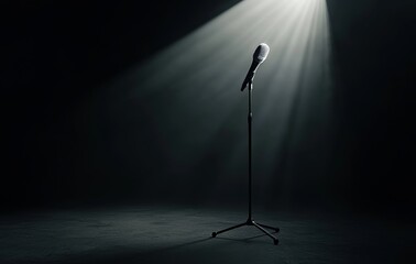 Poster - Concerts and festivals feature a background microphone with a setting of stage lights