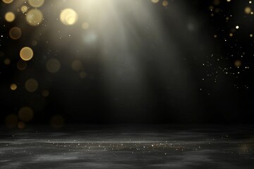 Poster - A defocused backdrop featuring abstract gold, black, and silver glittering lights