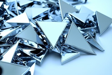 Poster - The wall is adorned with a mirror containing crystals, which provides decoration and reflection, and is characterized by an abstract glass background and a polygonal surface, shown in close-up detail