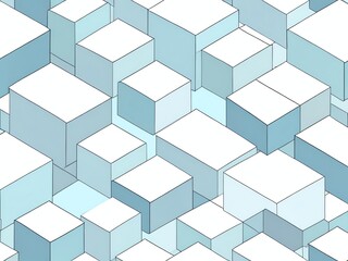Wall Mural - abstract 3d cubes: a symphony of blue and white geometric forms