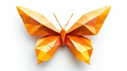 Poster - A Geometric Origami Butterfly Displays Beautifully On a White Background