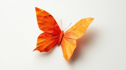 Poster - A Colorful Origami Butterfly Positioned Centrally On A White Background