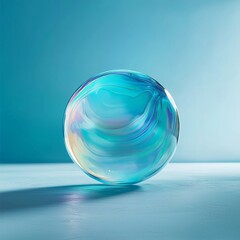 Poster - Liquid glass stylized frame in 3D illustration, surrounding a fluid round abstract shape, all part of a futuristic and modern banner design template