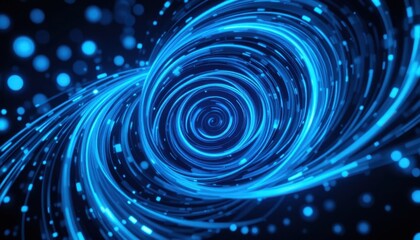 Fototapete - Glowing blue swirls and particles create a mesmerizing vortex effect