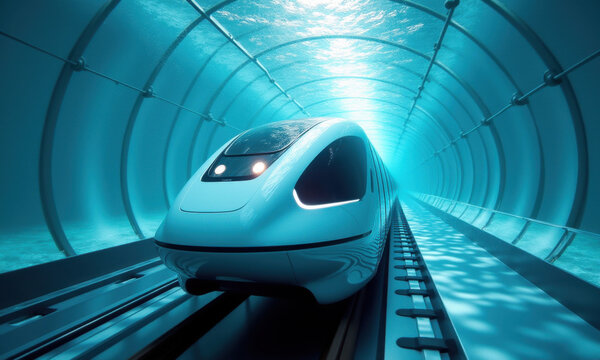 Futuristic Underwater Train, Ocean Tunnel - Futuristic technology