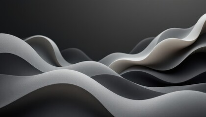 Poster - Abstract gray and white wave patterns in minimalistic design