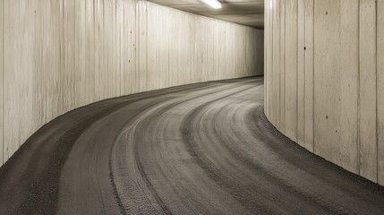 Poster - Curved concrete tunnel with smooth asphalt surface