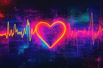 Aufkleber - Vibrant Heartbeat Illustration with Colorful Background