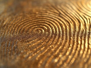 Poster - close-up of golden fingerprint pattern on textured surface