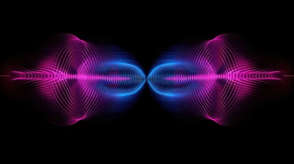 Aufkleber - Vibrant abstract sound wave design featuring dynamic pink and blue patterns on a black background, ideal for tech and music themes