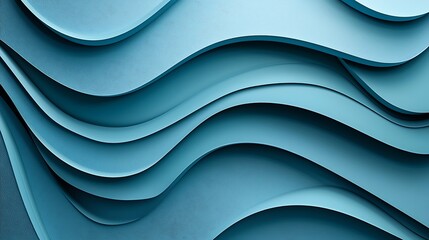 Poster - Layered wavy blue abstract design, modern interior background, artistic texture