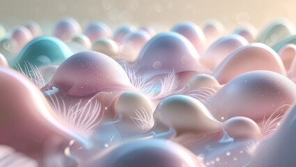 Poster - colorful abstract shapes creating a dreamlike landscape with soft textures and gentle light