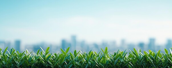 Poster - Earth day environmental concept. Green plants in a vibrant city backdrop showcasing urban nature and sustainability.