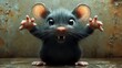 © Julia - A tiny, cute, and amusing yellow cartoon mouse that looks angry, depicted in an animal pet setting