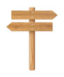 © backup16 - 3d wooden signboard vector illustration. Realistic wood sign post. Blank arrow with wood texture, plywood road pointer. City guidance.