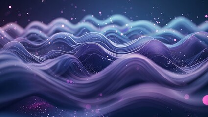 Poster - stunning abstract wave patterns in vibrant purple and blue colors evoking motion and depth