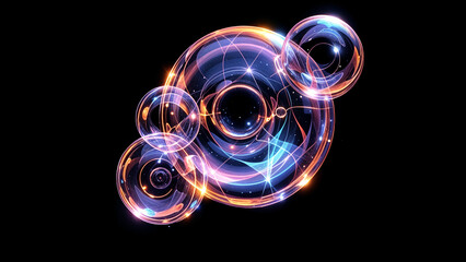 Poster - colored air bubble on black background . Generative AI