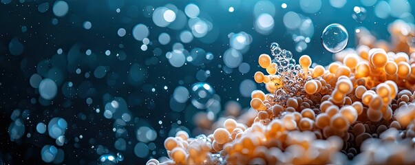 Poster - Ocean acidification concept. Close-up of vibrant coral, showcasing marine beauty and underwater diversity.