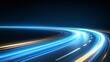 © Inner peace_2025 - Bright blue light trails curve dynamically against a dark background, creating a sense of speed and motion