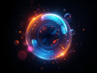Poster - colored air bubble on black background . Generative AI