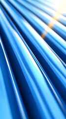 Poster - Shimmering blue stripes reflecting sunlight at a unique angle in a serene indoor environment
