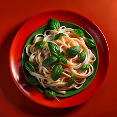 Wall Mural - pasta with tomato sauce and basil