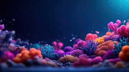 Poster - Ocean acidification concept. Vibrant coral reef underwater scene showcasing colorful marine life and textures.
