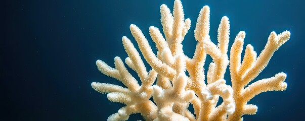 Poster - Ocean acidification idea. Close-up of vibrant coral, showcasing intricate structures in a serene underwater scene.