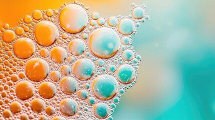 Poster - Ocean acidification idea. Colorful bubbles in refreshing drink, showcasing vibrant hues and textures.