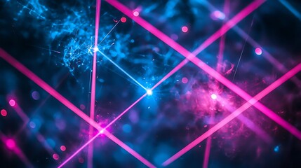 Aufkleber - Neon lights intersecting smoke abstract background. Possible use wallpaper, desktop background