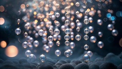 Poster - bubbles and sparkling lights create a mesmerizing display in a dark environment, showcasing a whimsi