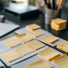 Poster - Organizing creative ideas with sticky notes office visual content productive environment bird's eye view workflow management