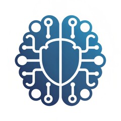 Poster - Futuristic Digital Shield Symbolizing AI Brain and Technology in Modern Design Concept