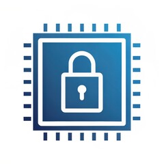Poster - Secure Technology Illustration of Locked AI Processor Chip and Security Concept