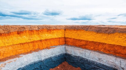 Aufkleber - Weathering process idea. Vibrant layers of soil reveal Earth's geological history in stunning colors.