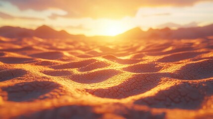 Poster - Weathering process concept. Stunning sunset over sandy dunes, capturing the serene beauty of nature.