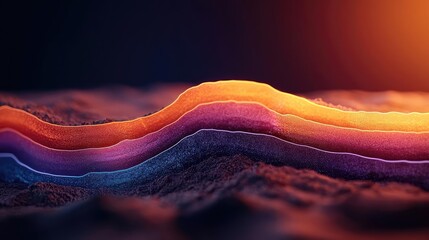 Poster - Weathering process concept. Abstract layered colors resembling geological formations or wave patterns.